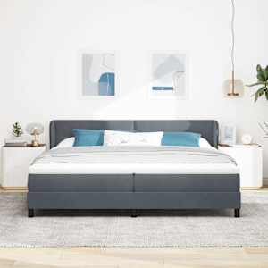 Postel s boxspringem s čelo Tmavě šedá 200 x 200 cm samet - obrázek 3
