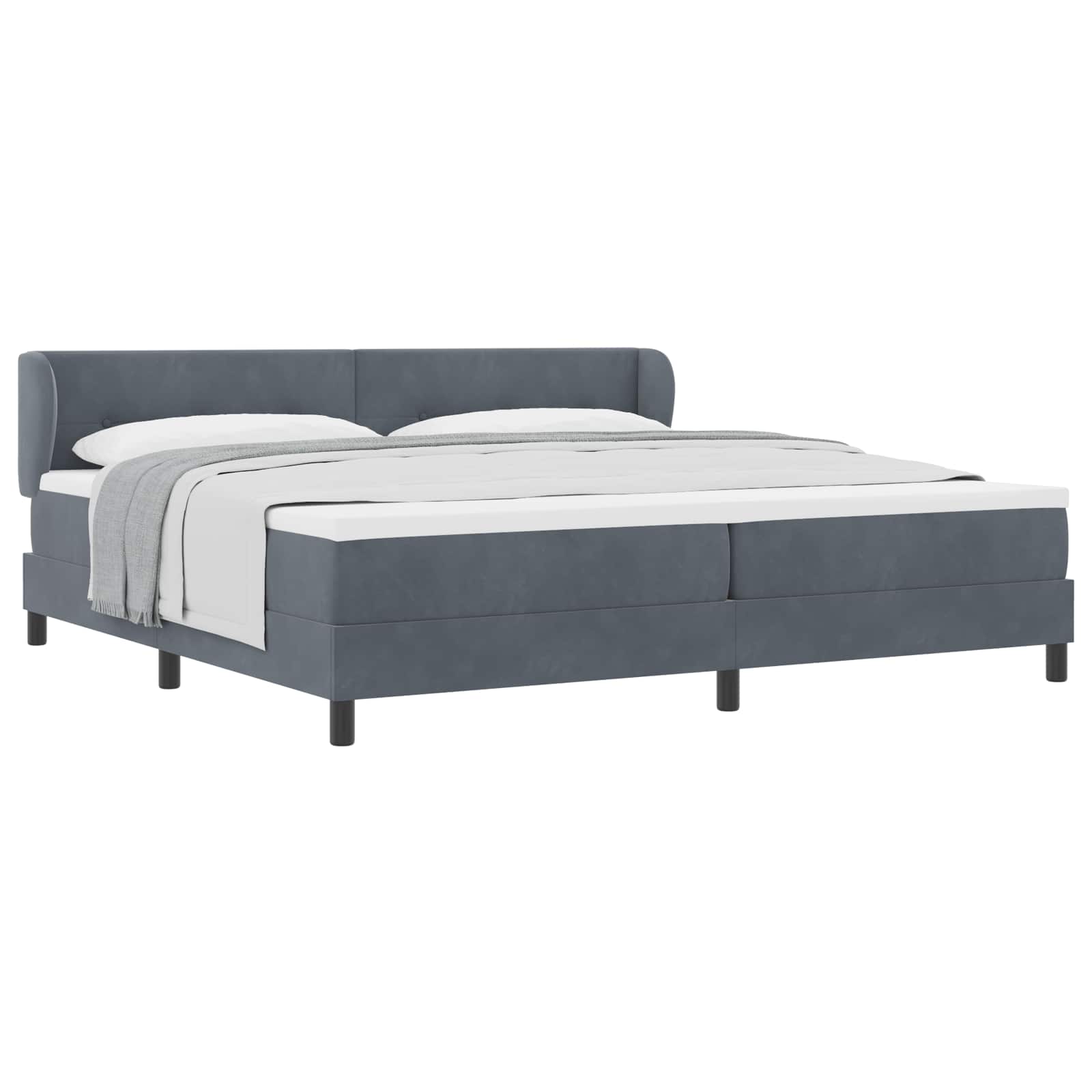 vidaXL Boxspringbed met hoofdeinde Donkergrijs 200 x 200 cm Fluweel grijs, foto 3