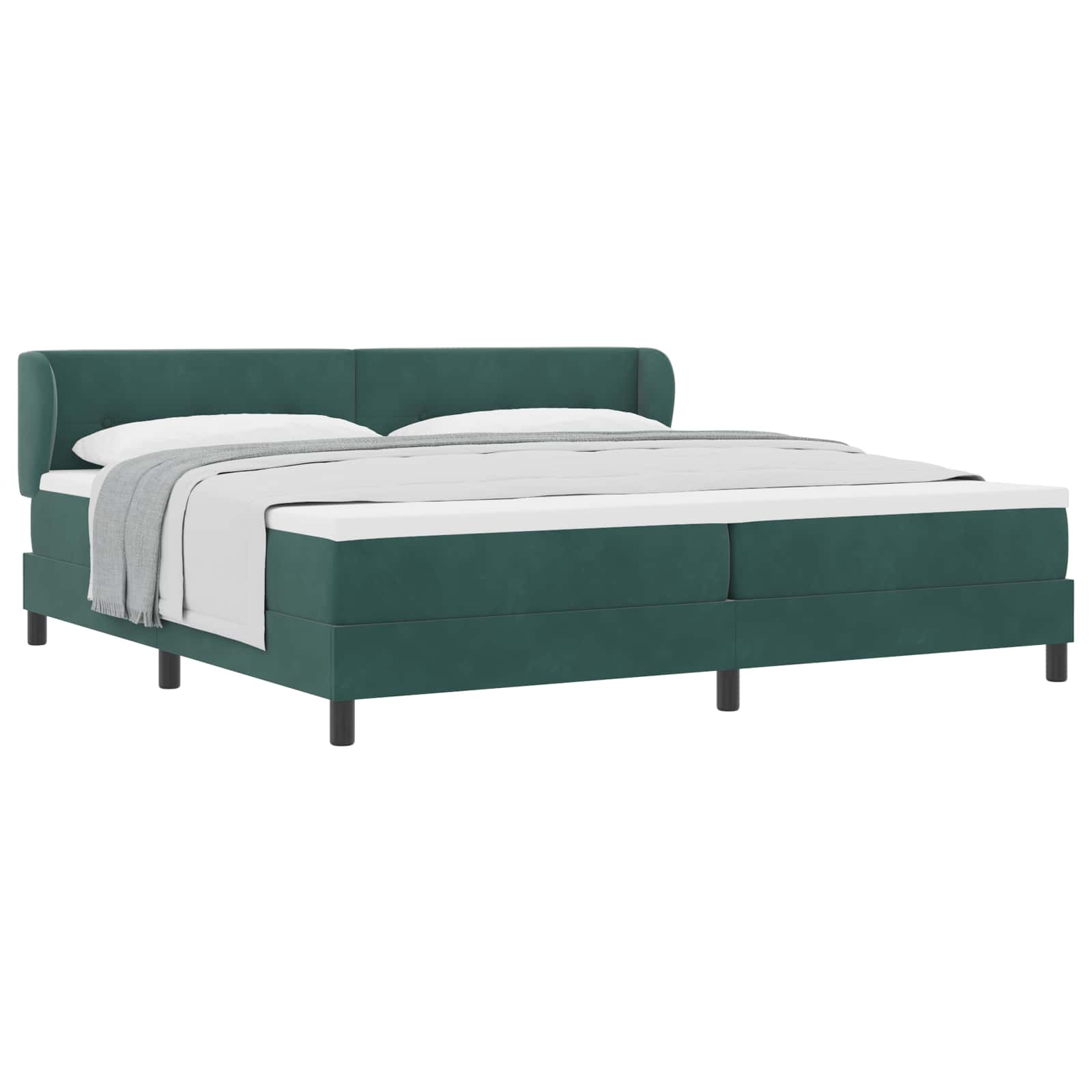 Postel s boxspringem s čelo Tmavě zelená 200 x 200 cm samet 3340409