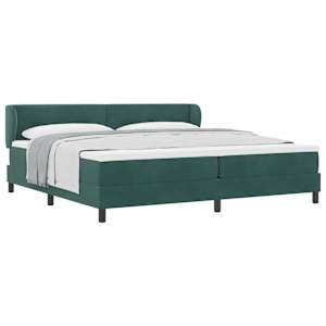 Postel s boxspringem s čelo Tmavě zelená 200 x 200 cm samet - obrázek 2