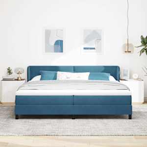 Postel s boxspringem s čelo Tmavě moddrá 200 x 200 cm samet - obrázek 3