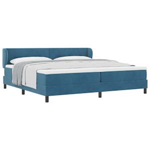 Postel s boxspringem s čelo Tmavě moddrá 200 x 200 cm samet - obrázek 2