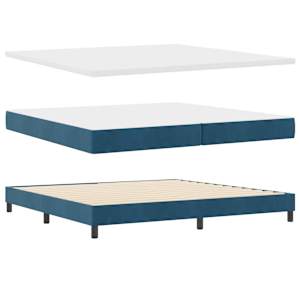 Postel s boxspringem s čelo Tmavě moddrá 200 x 200 cm samet - obrázek 4
