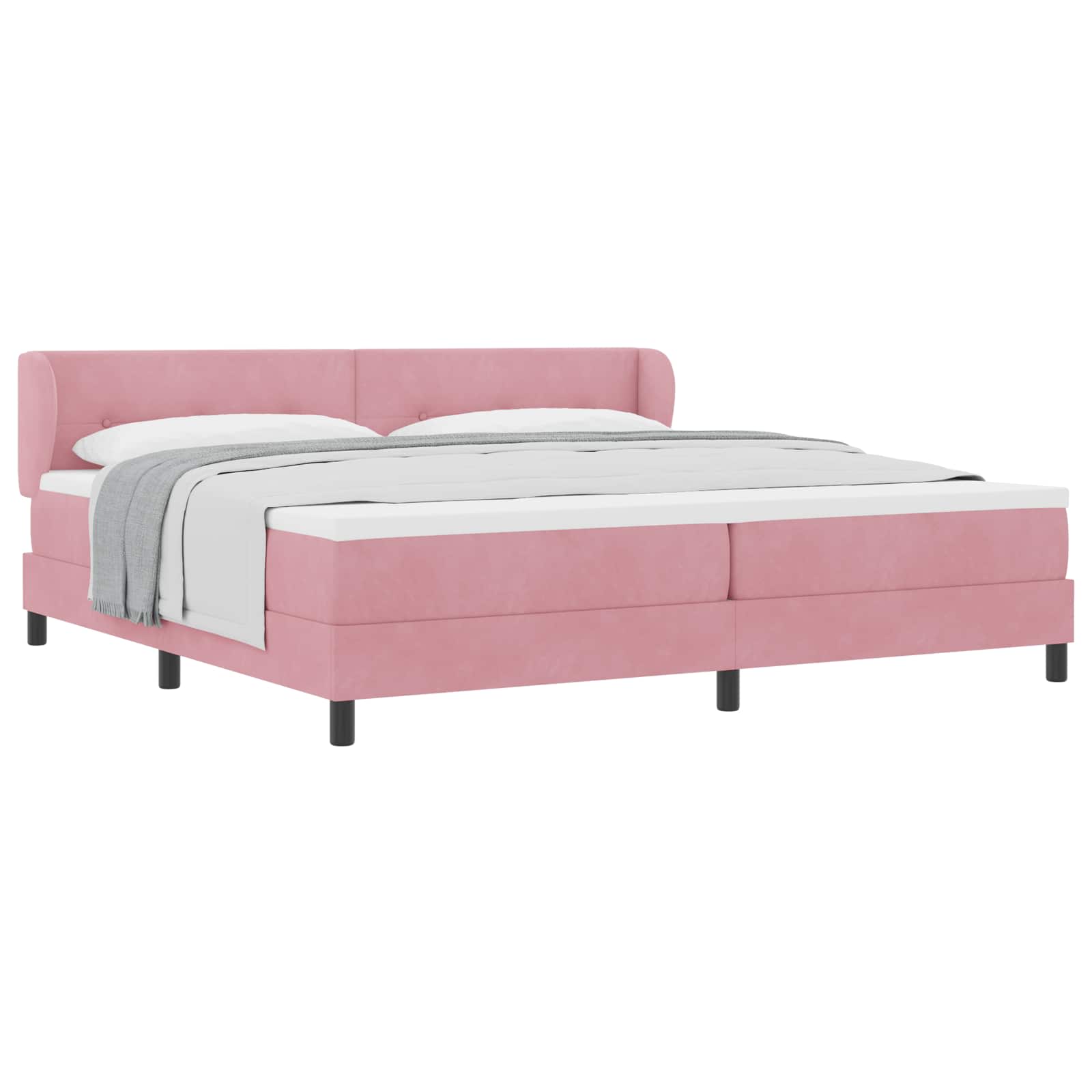 Thumbnail - vidaXL Boxspringbett mit Matratze mit Kopfteil Rosa 200 x 200 cm Samt