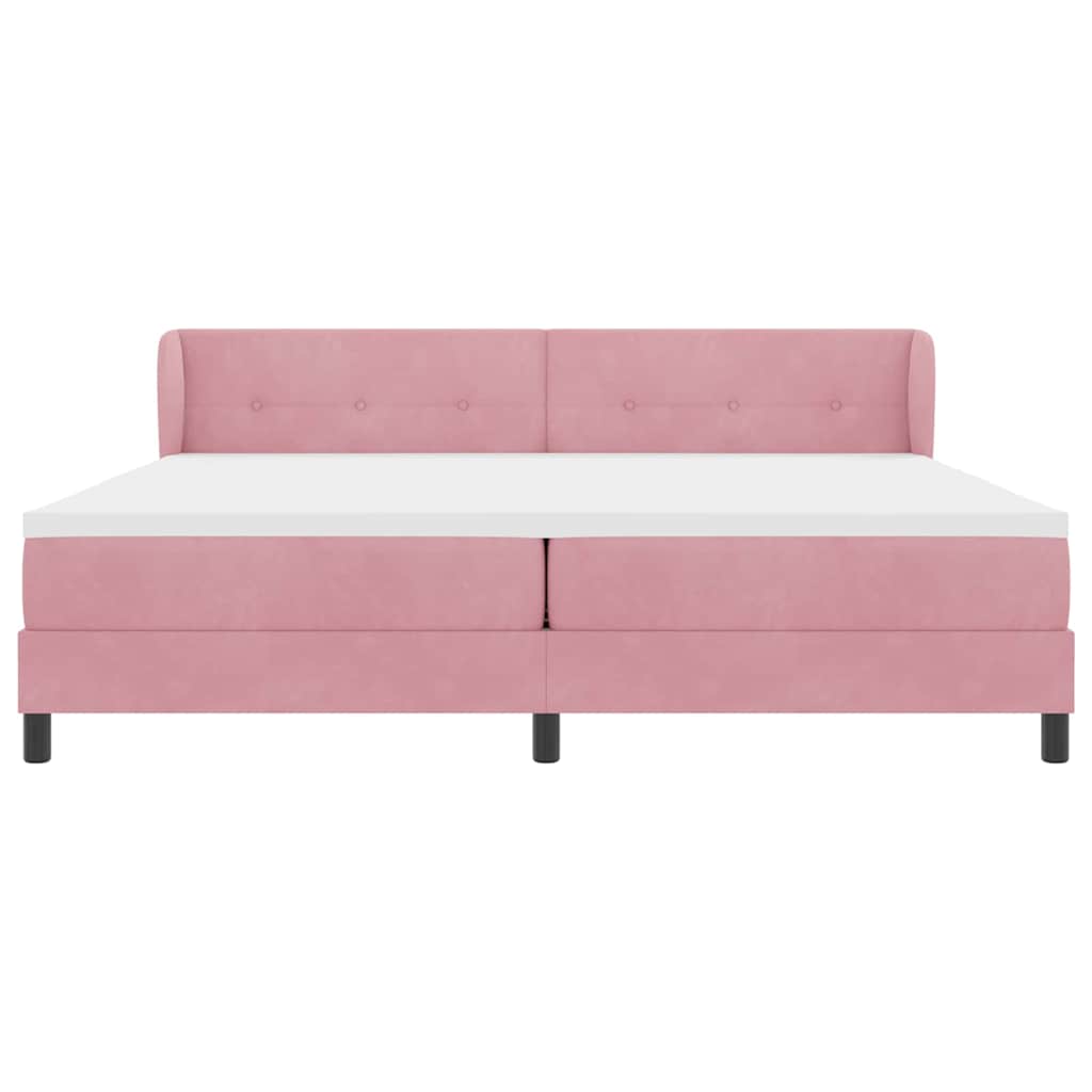 Postel s boxspringem s matrací s čelo Růžová 200 x 200 cm samet - obrázek 7