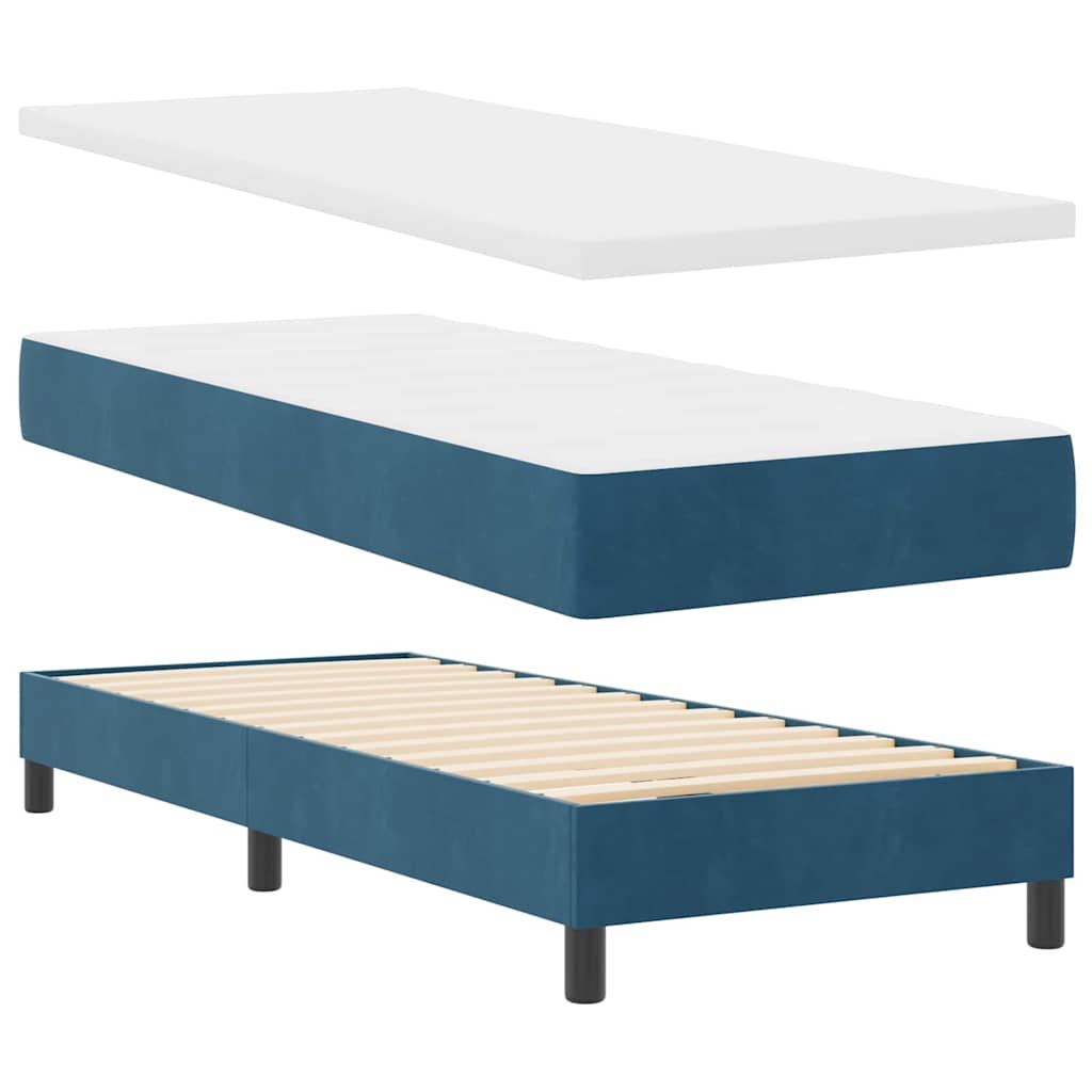 Postel s boxspringem s matrací Tmavě moddrá 80 x 200 cm samet - obrázek 4