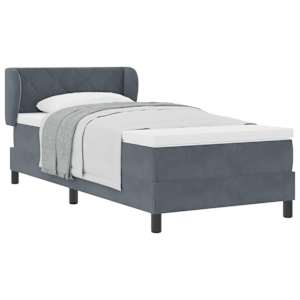 Postel s boxspringem s čelo Tmavě šedá 90 x 190 cm samet - obrázek 2
