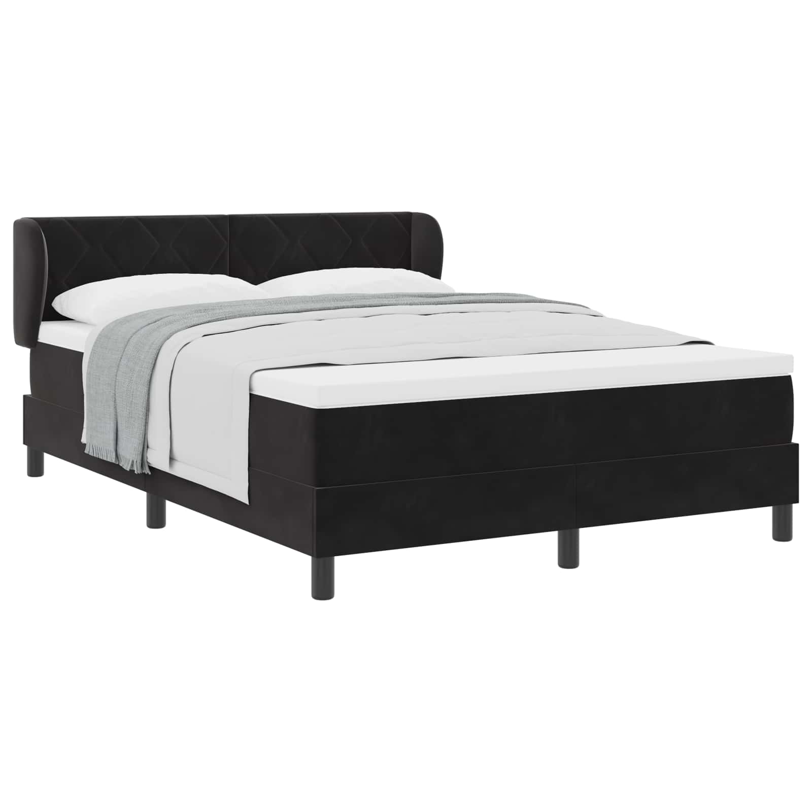 Thumbnail - vidaXL Boxspringbett mit Matratze Schwarz 140 x 190 cm Samt