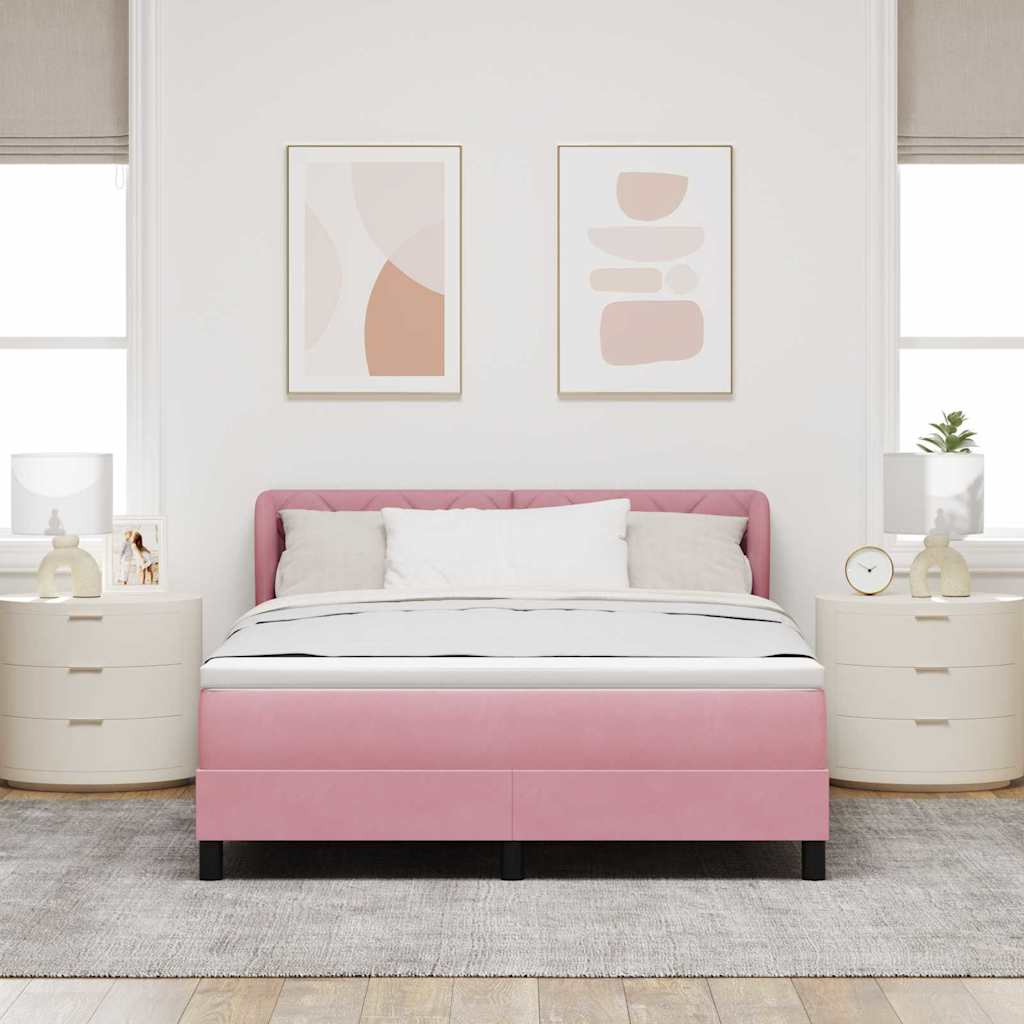 Kasti vedred voodi koos madratsiga Roosa 140x190 cm Veluur