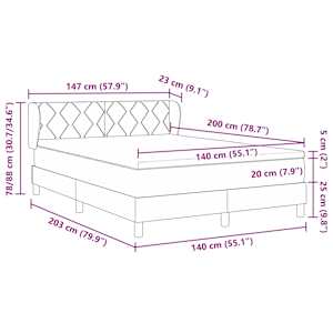 Postel s boxspringem s matrací Tmavě šedá 140 x 200 cm samet - obrázek 10