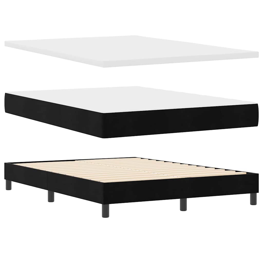 vidaXL Boxspring Ágy Mattal Fekete 140x200 cm Bársonyos