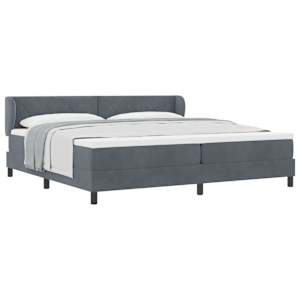 Postel s boxspringem s čelo Tmavě šedá 200 x 200 cm samet - obrázek 2