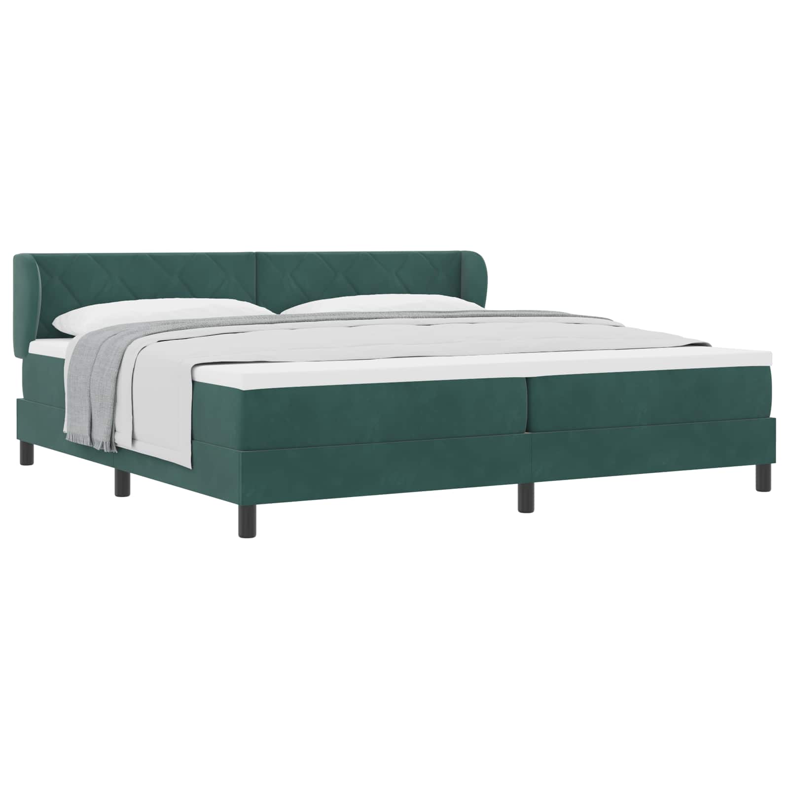 vidaXL Boxspringbed met hoofdeinde Donkergroen 200 x 200 cm Fluweel groen, foto 3