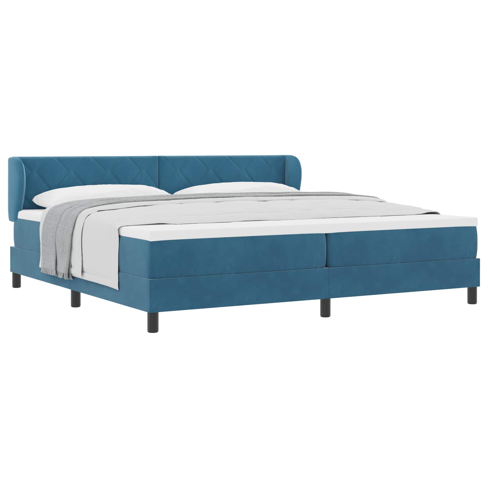 vidaXL Boxspringbed met hoofdeinde Donkerblauw 200 x 200 cm Fluweel blauw, foto 3