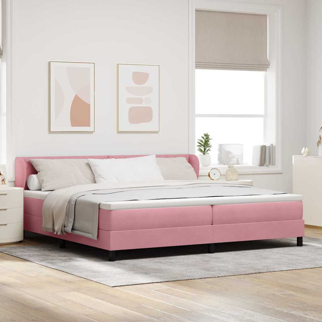 vidaXL Pat cu saltea cu arcuri Gri închis 80x200 cm Catifea Roz