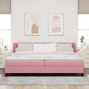 Postel s boxspringem s čelo Růžová 200 x 200 cm samet - obrázek 3