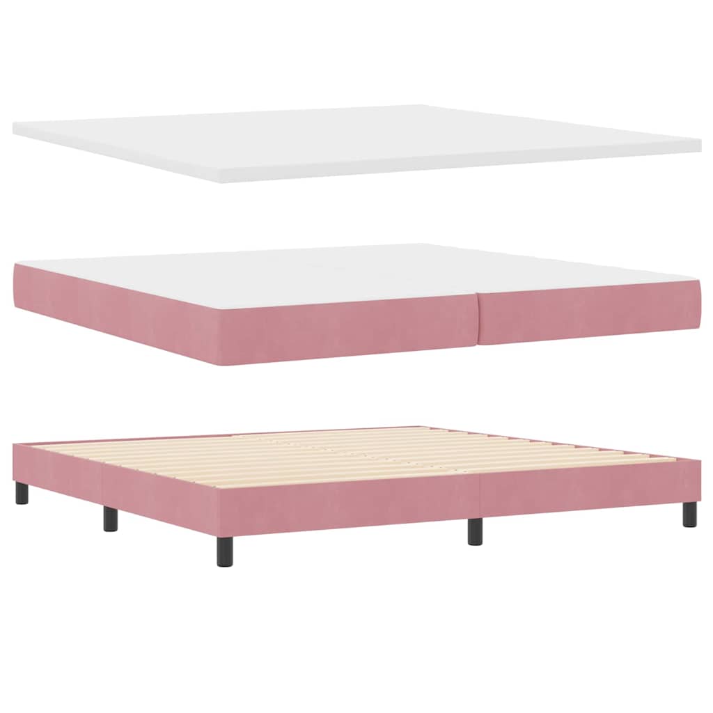 Thumbnail - vidaXL Boxspringbett mit Matratze Dunkelgrau 80x200 cm Samt Rosa