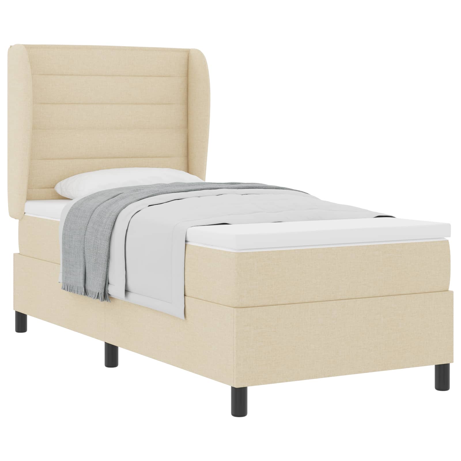 vidaXL Postel s boxspringem s matrací Krémová 80 x 200 cm textil