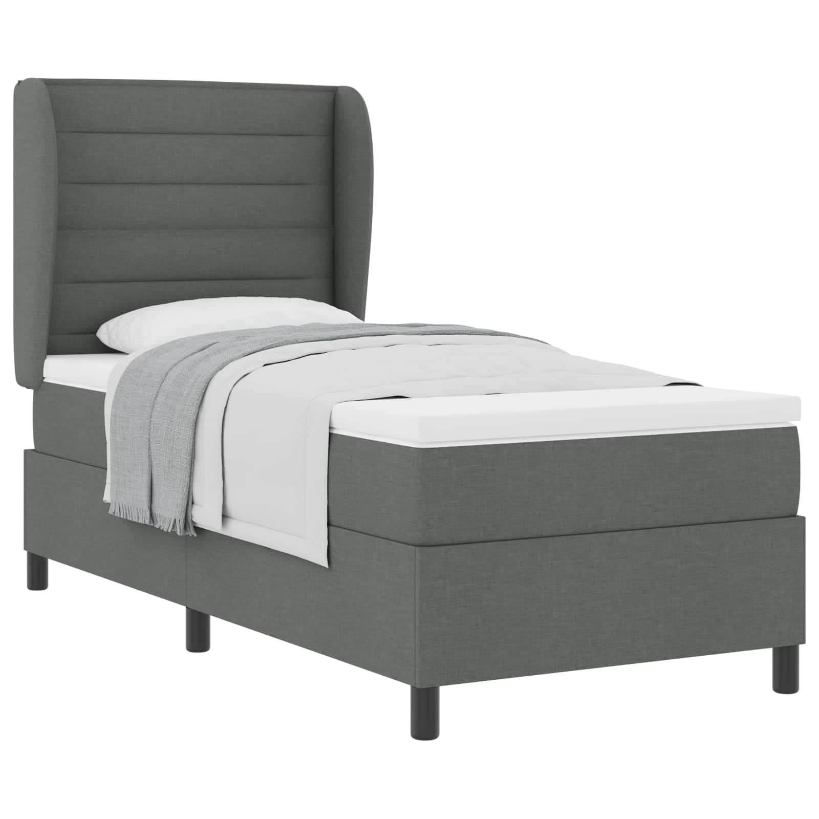 Thumbnail - vidaXL Boxspringbett mit Matratze Dunkelgrau 90 x 190 cm Stoff