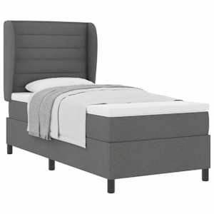 Postel s boxspringem s matrací Tmavě šedá 90 x 190 cm textil - obrázek 2