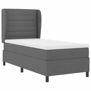 Postel s boxspringem s matrací Tmavě šedá 90 x 190 cm textil - obrázek 3