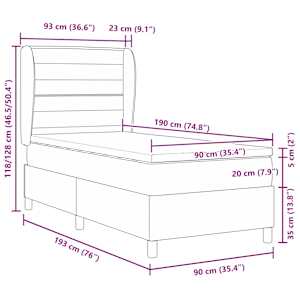 Postel s boxspringem s matrací Krémová 90 x 190 cm textil - obrázek 12