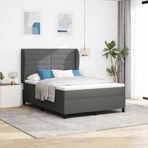 Postel s boxspringem s matrací Tmavě šedá 140 x 190 cm textil - obrázek 1