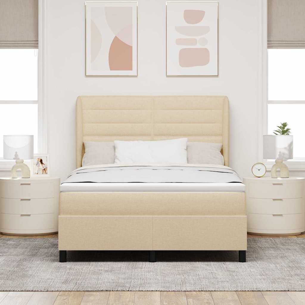 Postel s boxspringem s matrací Krémová 140 x 190 cm textil - obrázek 3