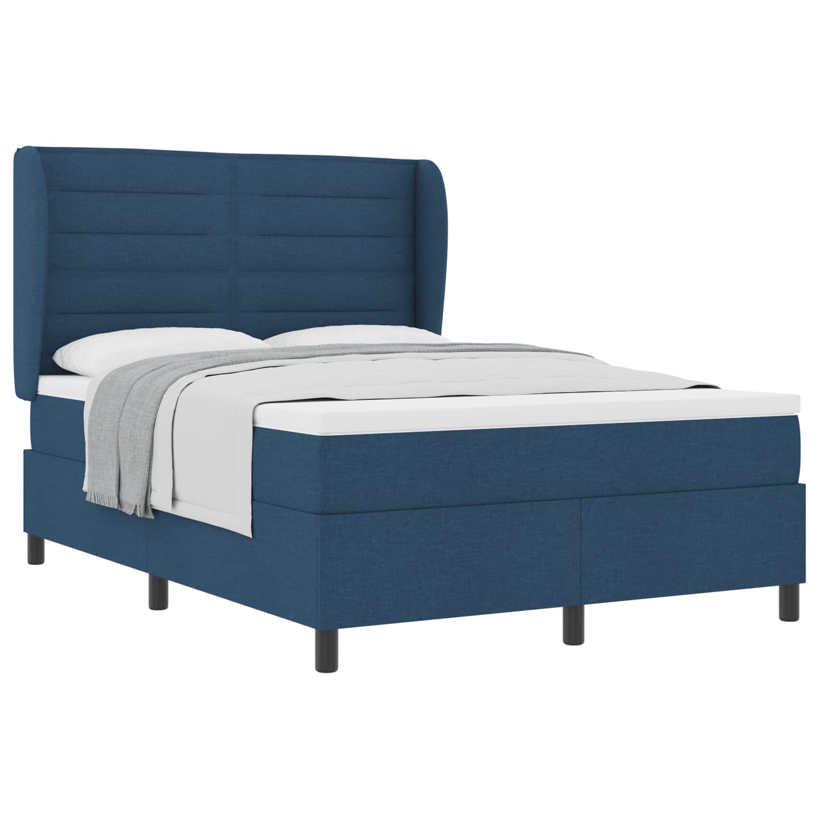 Postel s boxspringem s matrací s čelo Modrá 140 x 190 cm textil - obrázek 2