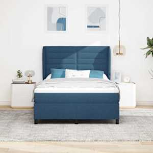 Postel s boxspringem s matrací s čelo Modrá 140 x 200 cm textil - obrázek 3