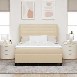 Postel s boxspringem s matrací Krémová 160 x 200 cm textil - obrázek 1