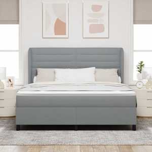 Postel s boxspringem s matrací Světle šedá 180 x 200 cm textil - obrázek 3