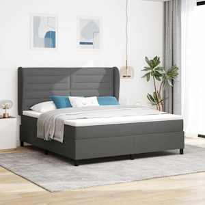 Postel s boxspringem s matrací Tmavě šedá 180 x 200 cm textil - obrázek 1