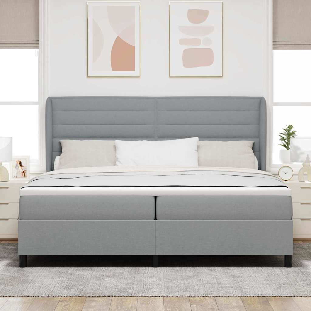 Kasti Vedrustusvoodi Madratsiga Helehall 200x200 cm Kangas
