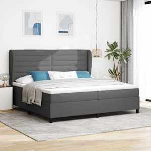 Postel s boxspringem s matrací Tmavě šedá 200 x 200 cm textil - obrázek 1