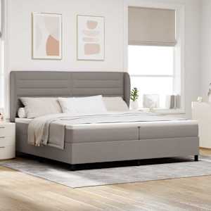Postel s boxspringem s matrací s čelo Taupe 200 x 200 cm textil - obrázek 1