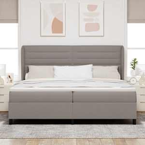 Postel s boxspringem s matrací s čelo Taupe 200 x 200 cm textil - obrázek 3