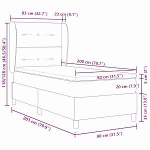 Postel s boxspringem s matrací Krémová 80 x 200 cm textil - obrázek 12