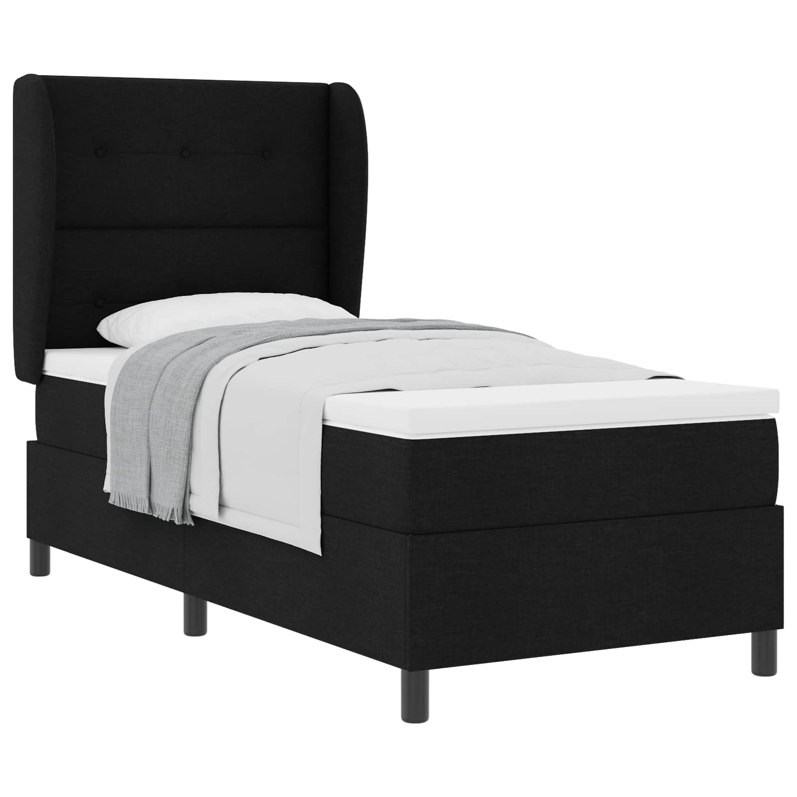 Thumbnail - vidaXL Boxspringbett mit Matratze Schwarz 90 x 190 cm Stoff