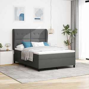 Postel s boxspringem s čelo Tmavě šedá 140 x 190 cm textil - obrázek 1