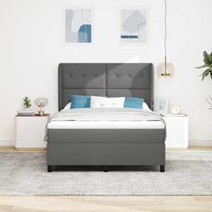Postel s boxspringem s čelo Tmavě šedá 140 x 190 cm textil - obrázek 3