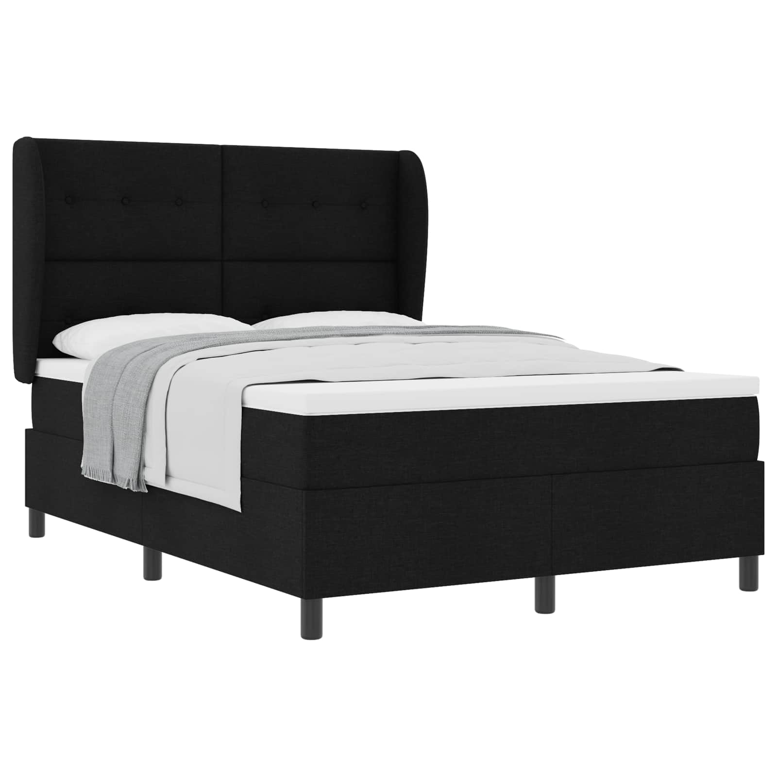 Postel s boxspringem s matrací s čelo Černá 140 x 190 cm textil - obrázek 2