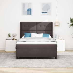 Postel s boxspringem s čelo Tmavě hnědá 140 x 190 cm textil - obrázek 3