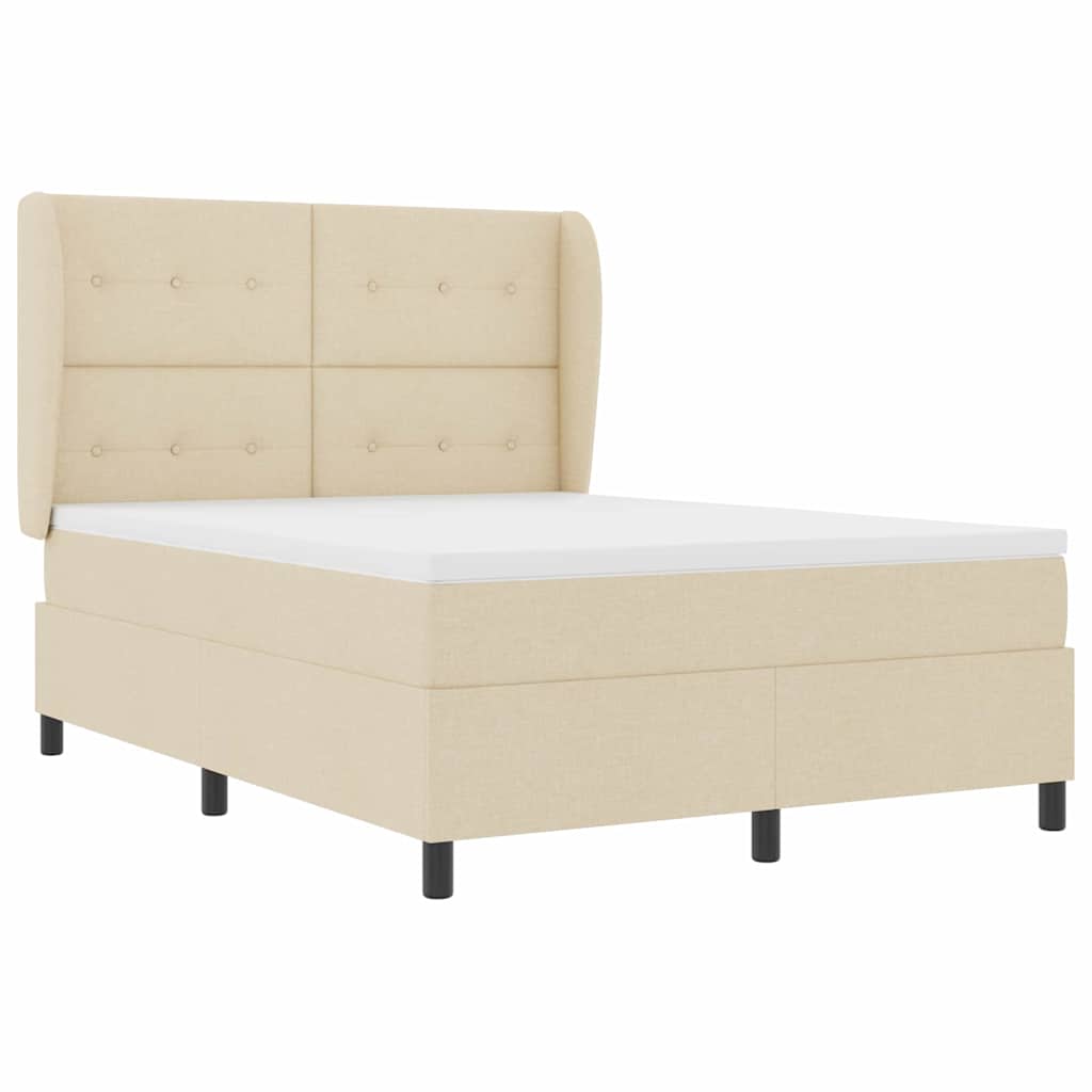 Postel s boxspringem s matrací Krémová 140 x 190 cm textil - obrázek 5