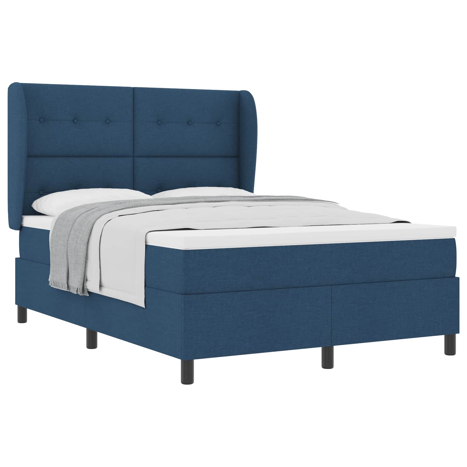 Thumbnail - vidaXL Boxspringbett mit Matratze mit Kopfteil Blau 140 x 190 cm Stoff