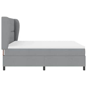 Postel s boxspringem s čelo Světle šedá 180 x 200 cm textil - obrázek 8