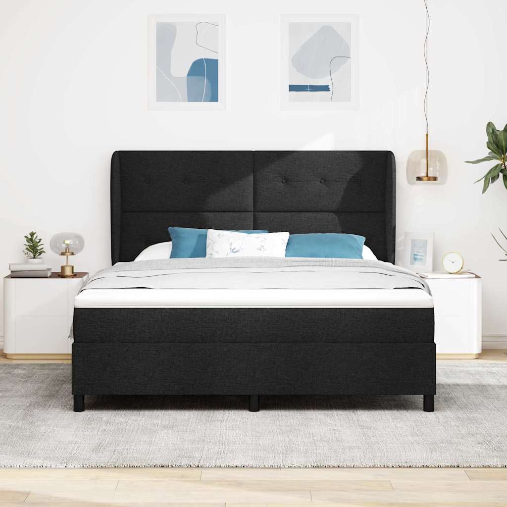 Postel s boxspringem s matrací s čelo Černá 180 x 200 cm textil - obrázek 3
