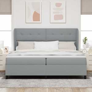 Postel s boxspringem s čelo Světle šedá 200 x 200 cm textil - obrázek 3