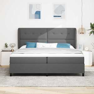 Postel s boxspringem s čelo Tmavě šedá 200 x 200 cm textil - obrázek 3