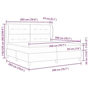 Postel s boxspringem s matrací s čelo Černá 200 x 200 cm textil - obrázek 12